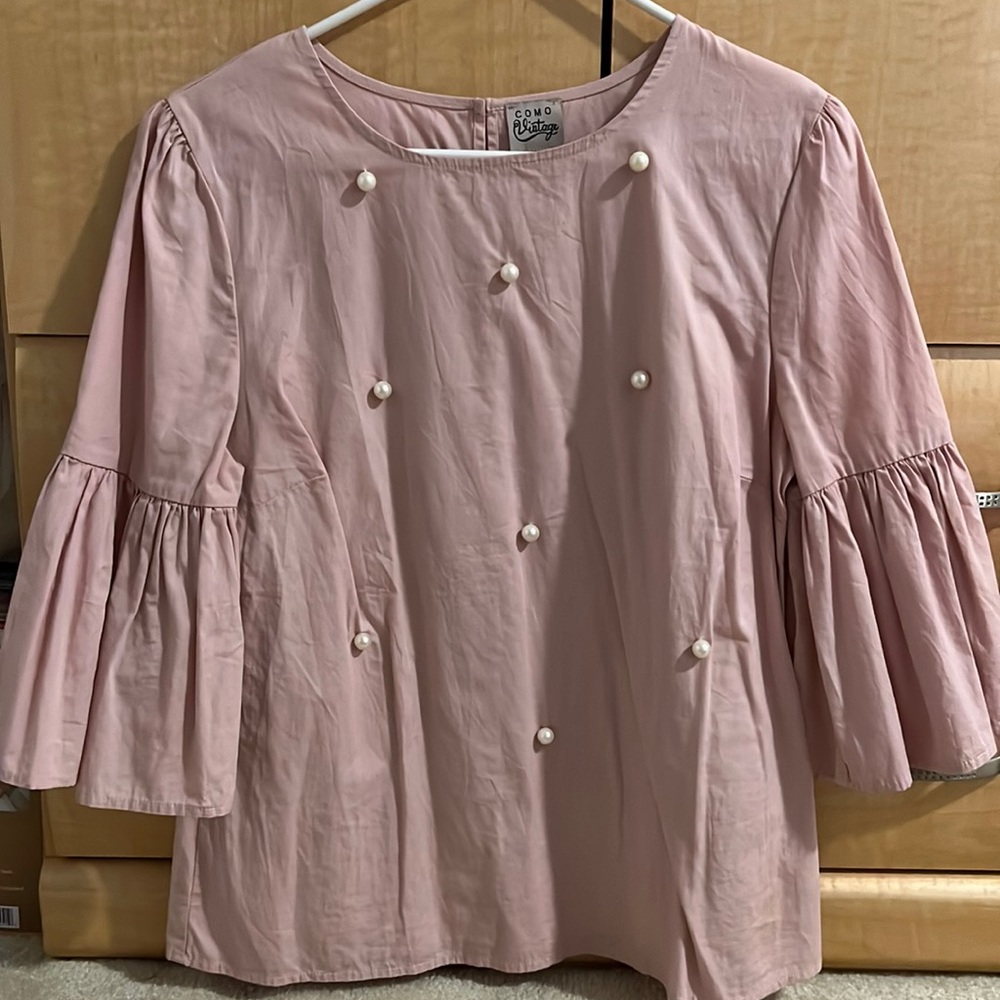 Light Pink top with Pearls (M)